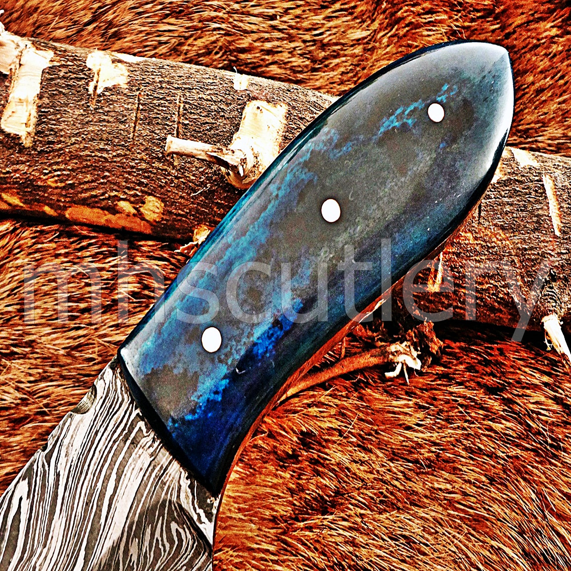 Handmade Damascus Steel Mini Hunting Skinner Knife / Bone Handle | mhscutlery