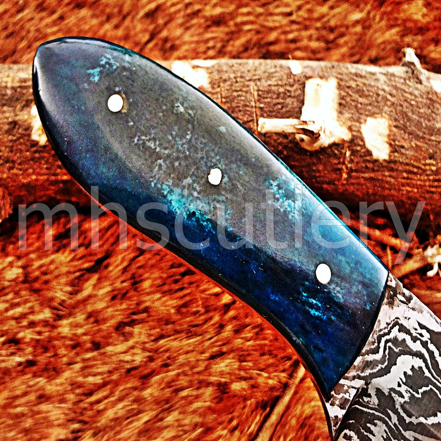 Handmade Damascus Steel Mini Hunting Skinner Knife / Bone Handle | mhscutlery