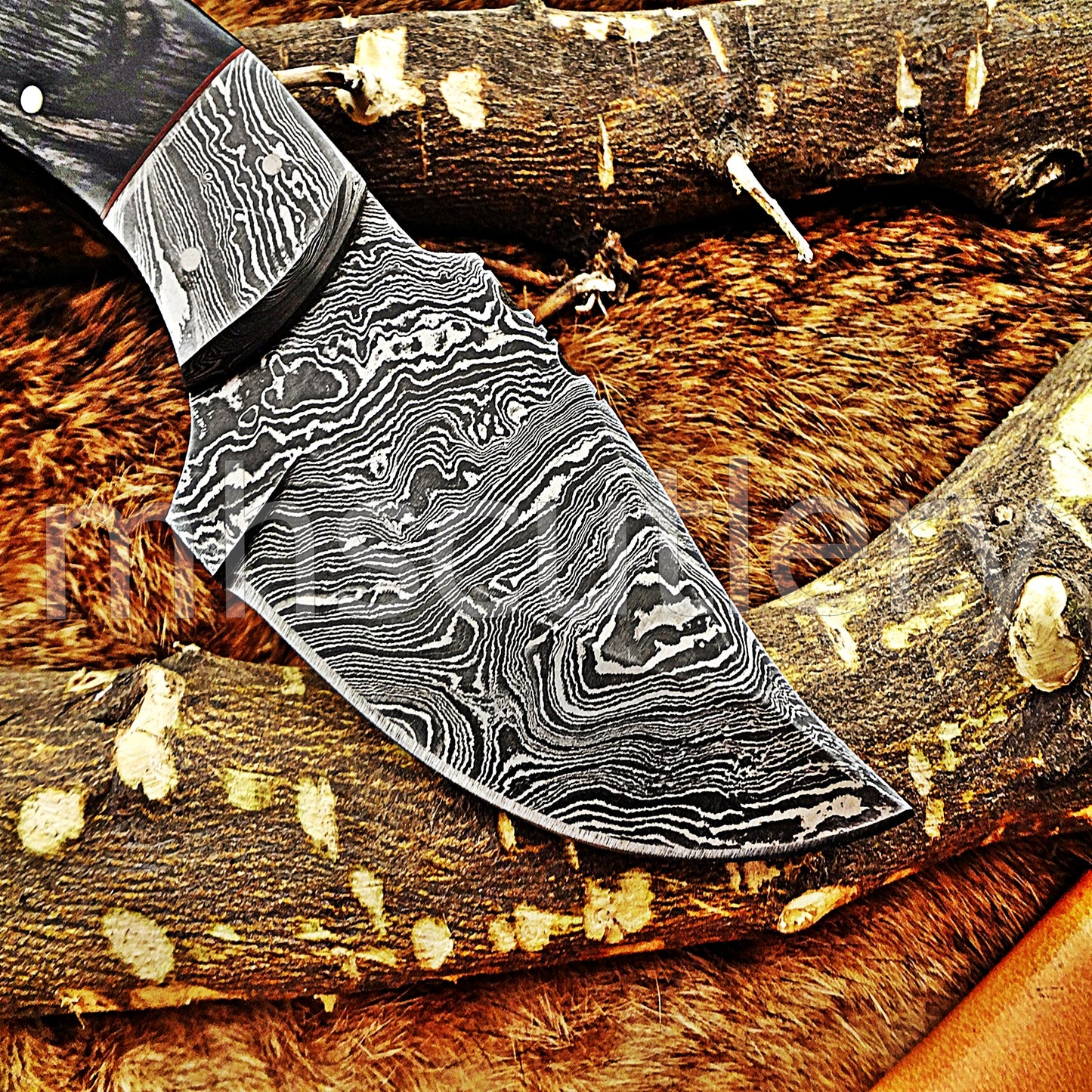 Custom Made Damascus Steel Mini Hunter Skinning Knife / Pakka Wood Handle | mhscutlery