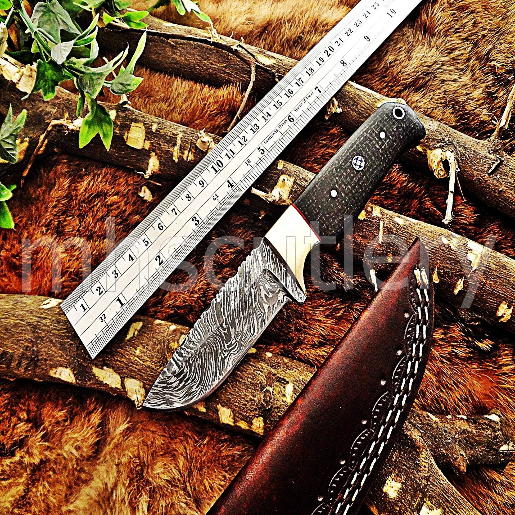 Handmade Damascus Steel Micarta Skinner Knife | mhscutlery