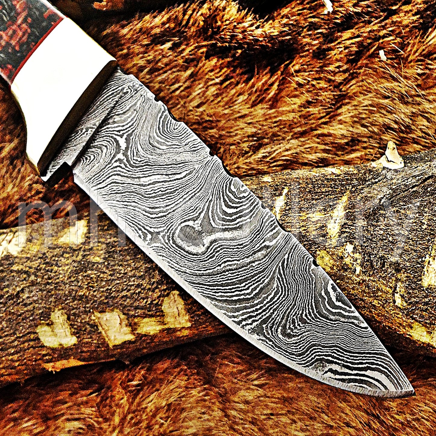 Damascus Steel Slim Skinner Knife / Micarta Handle | mhscutlery