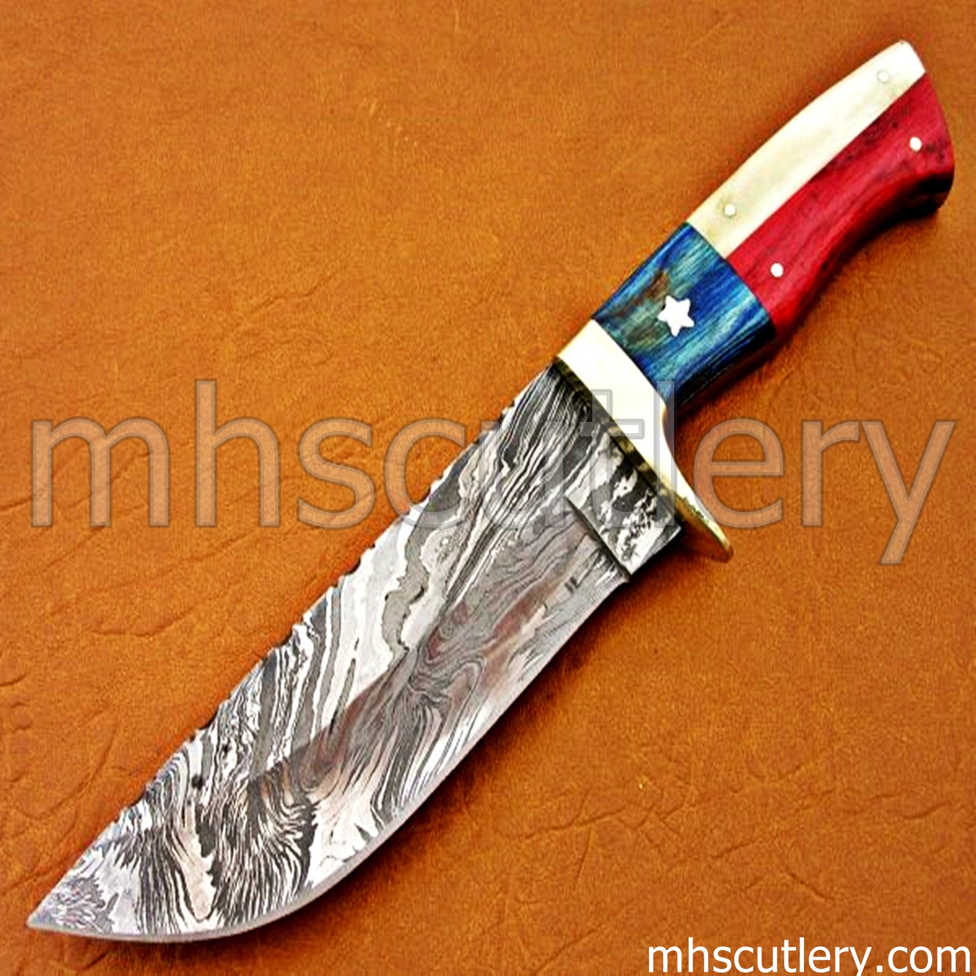 Custom Hand Forged Damascus Steel Veteran Knife | mhscutlery