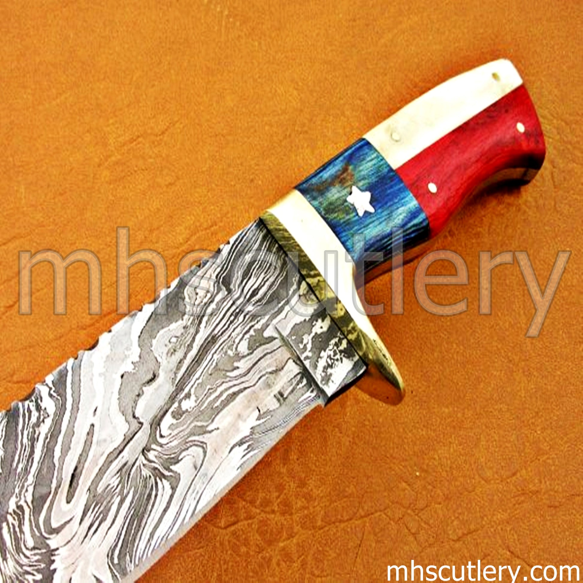 Custom Hand Forged Damascus Steel Veteran Knife | mhscutlery