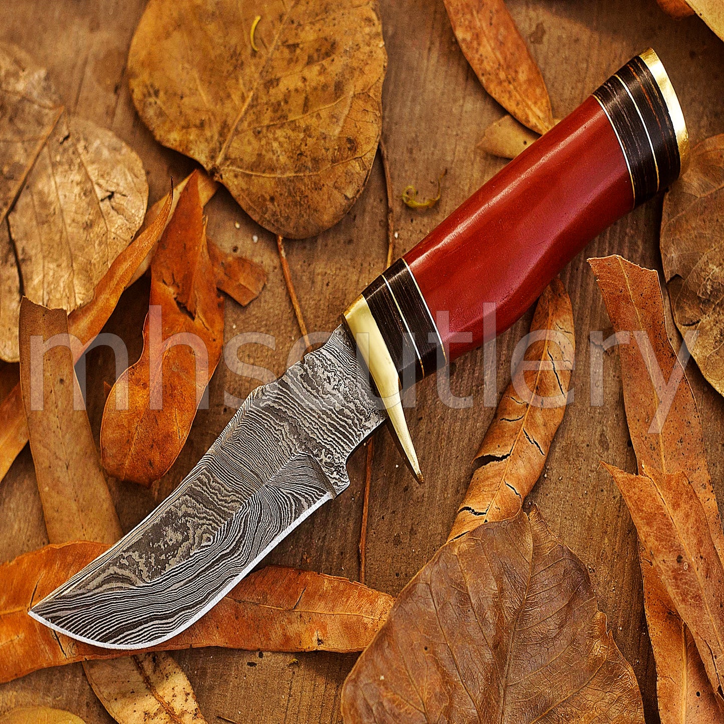 Custom Handmade Damascus Steel Skinner Knife With Resin Handle | mhscutlery