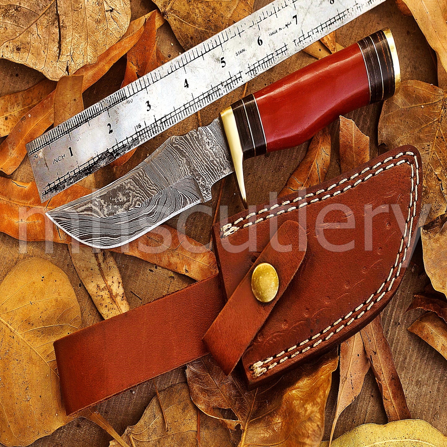 Custom Handmade Damascus Steel Skinner Knife With Resin Handle | mhscutlery