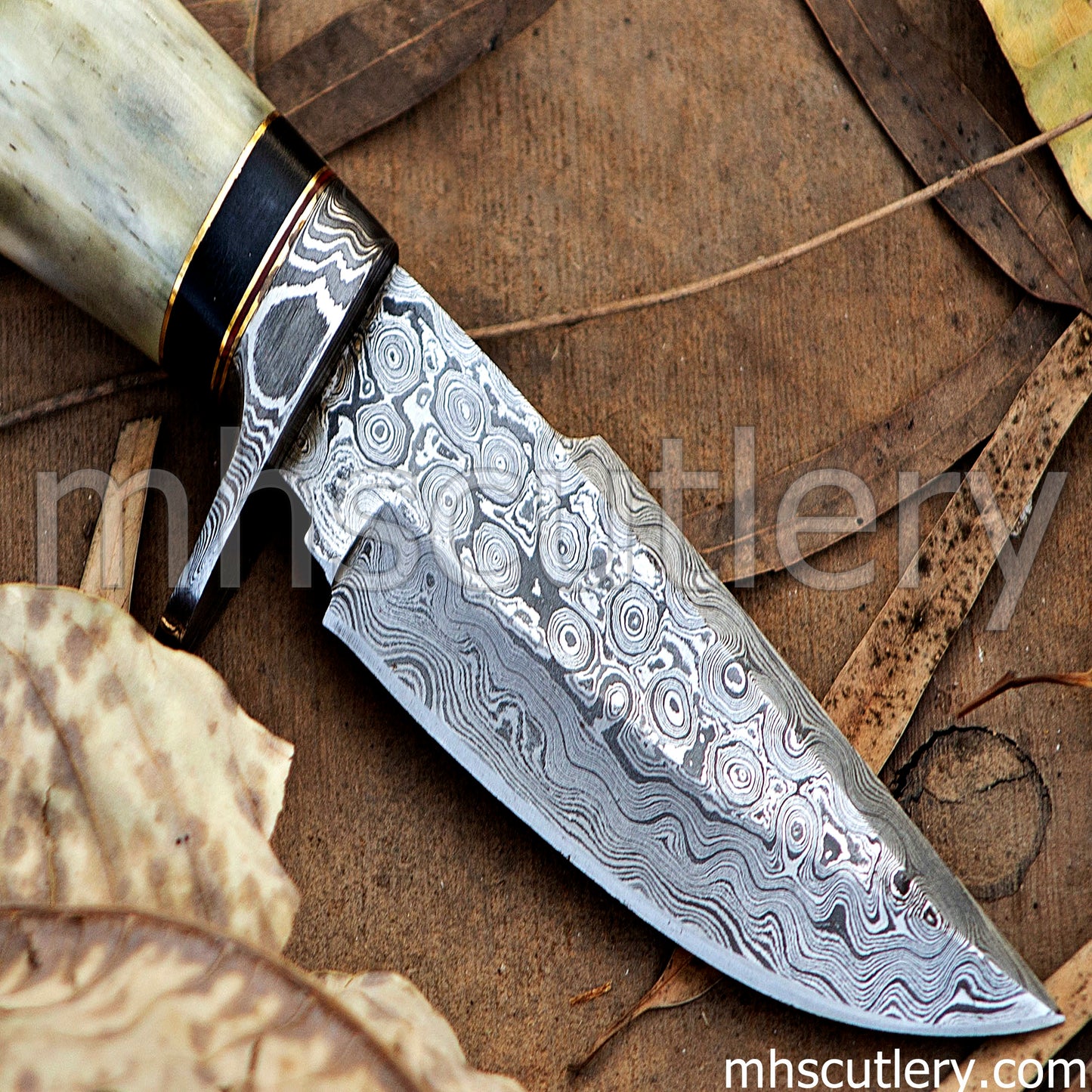 Custom Hand Forged Raindrop Damascus Steel Tactical Knife | mhscutlery