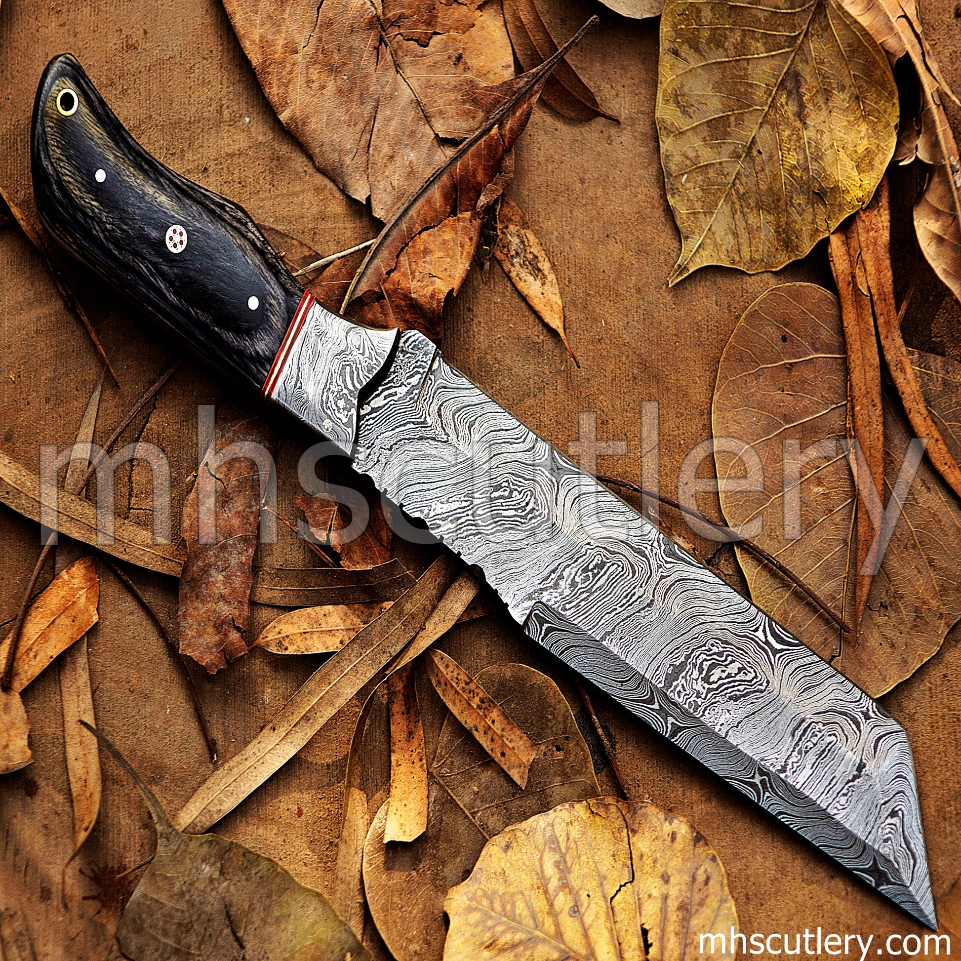 Hand Forged Damascus Steel Long Tactical Tracker Knife | mhscutlery