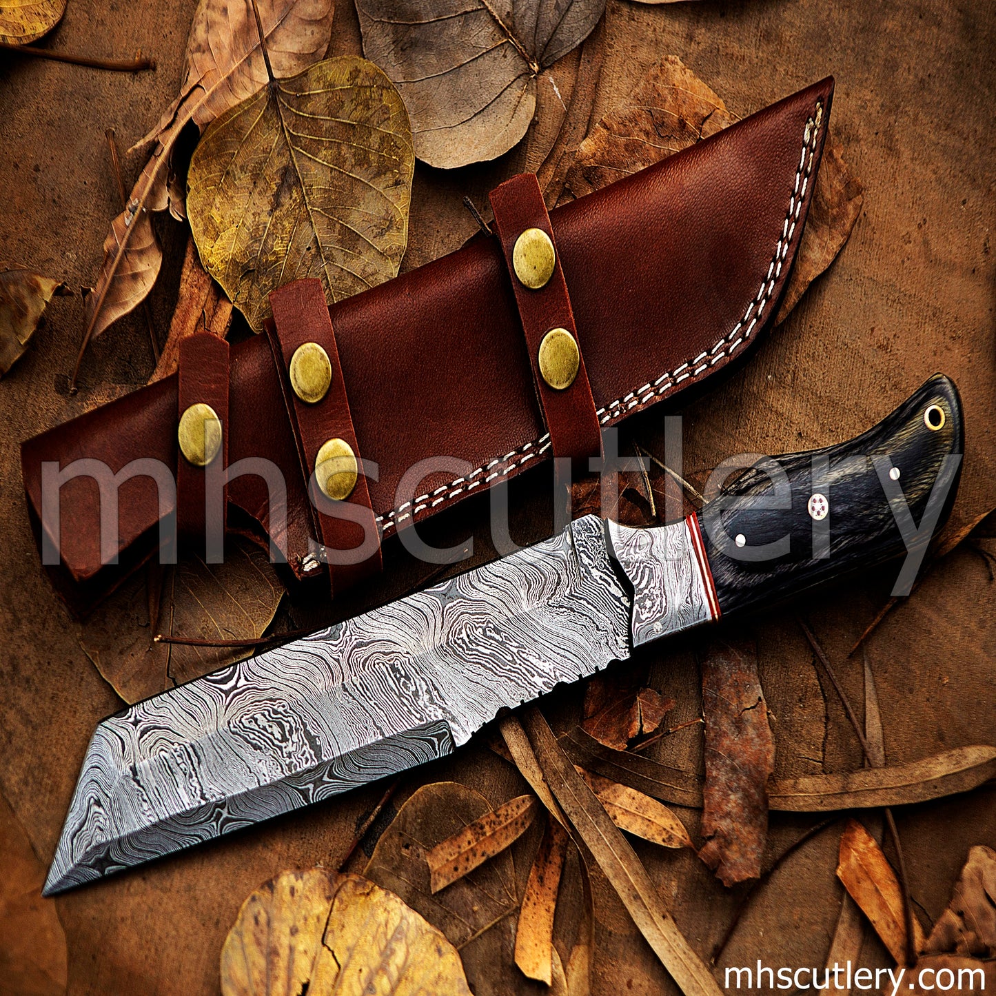 Hand Forged Damascus Steel Long Tactical Tracker Knife | mhscutlery