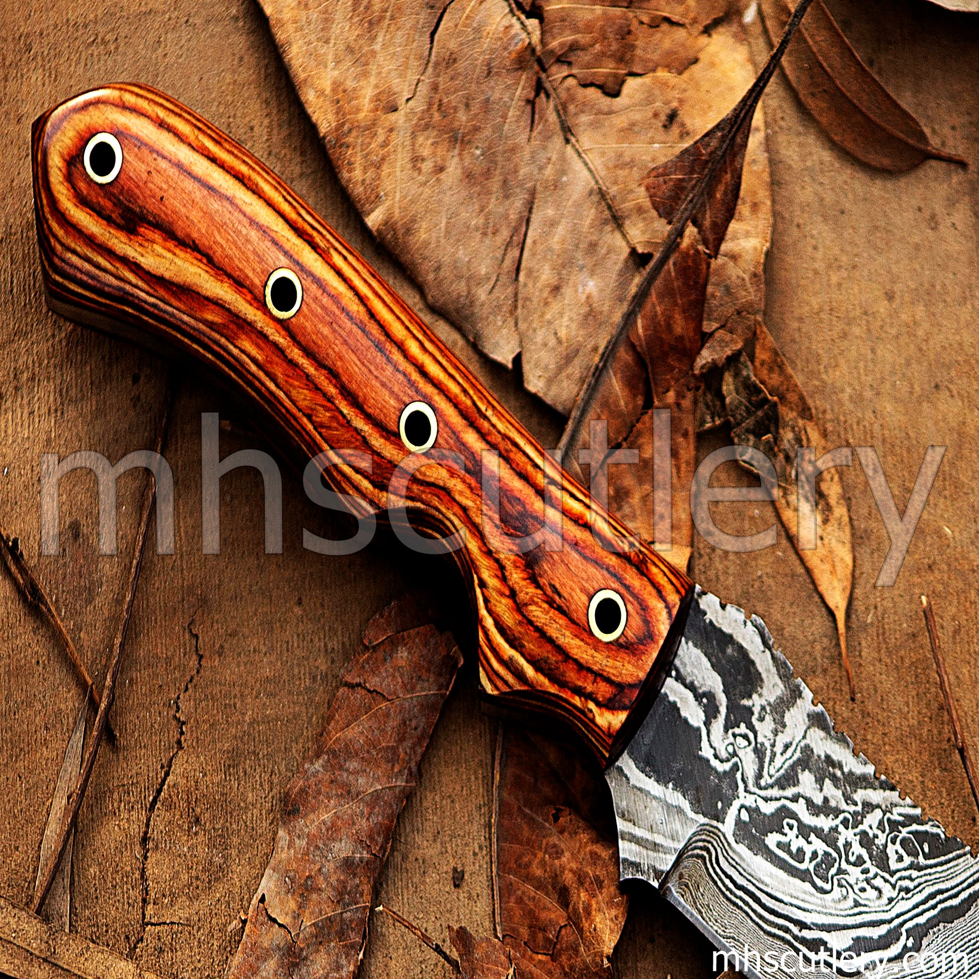 Custom Handmade Damascus Steel Bushcraft Tracker Knife | mhscutlery