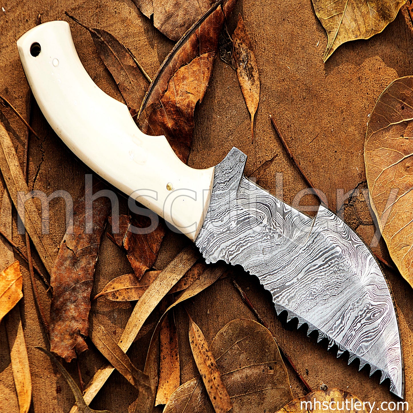 Custom Hand Forged Damascus Steel Tactical Tracker Knife | mhscutlery