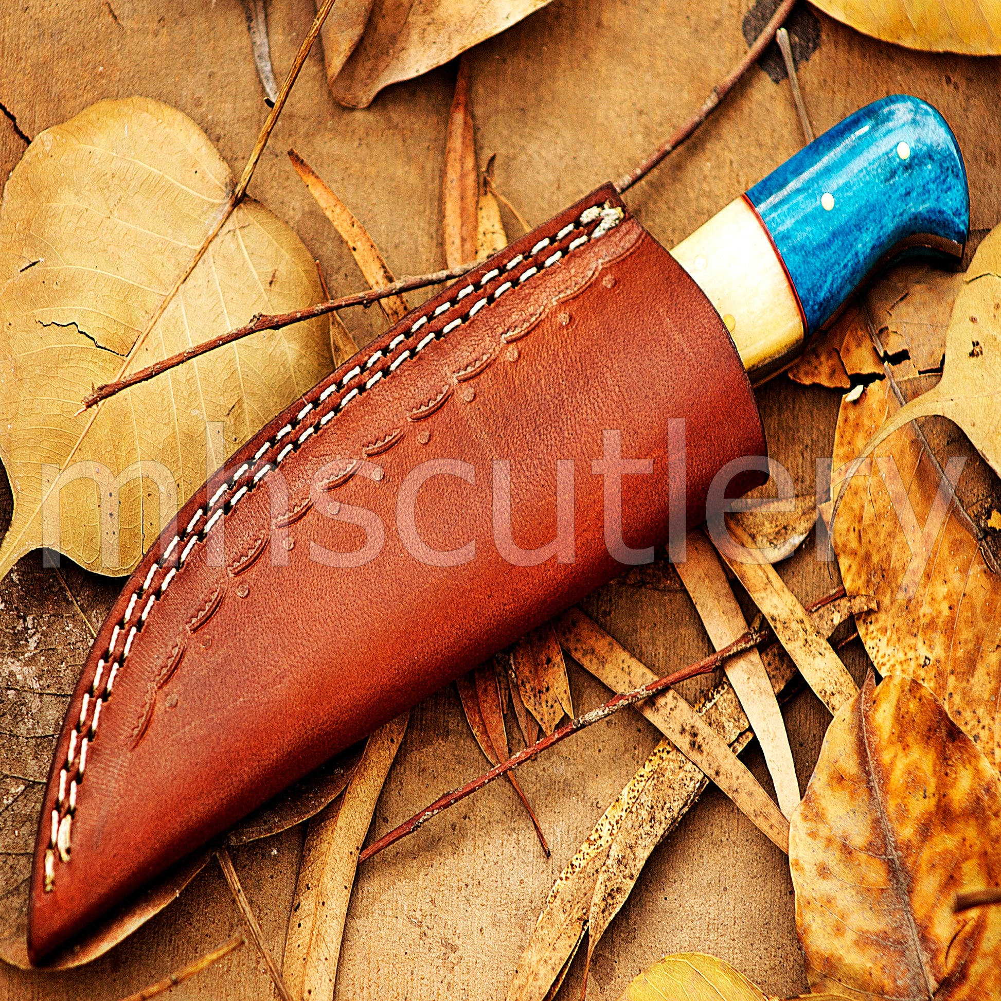 Custom Handmade Damascus Steel Fixed Blade Skinner Knife | mhscutlery