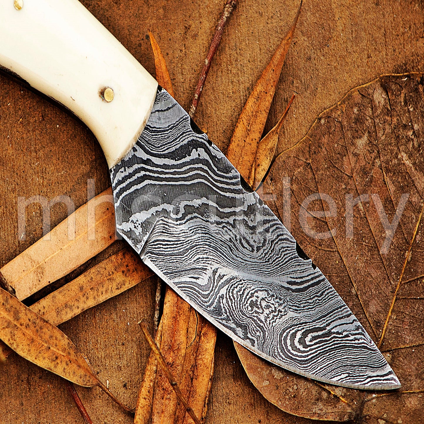 Handmade Mini Skinner Damascus Steel Knife | mhscutlery