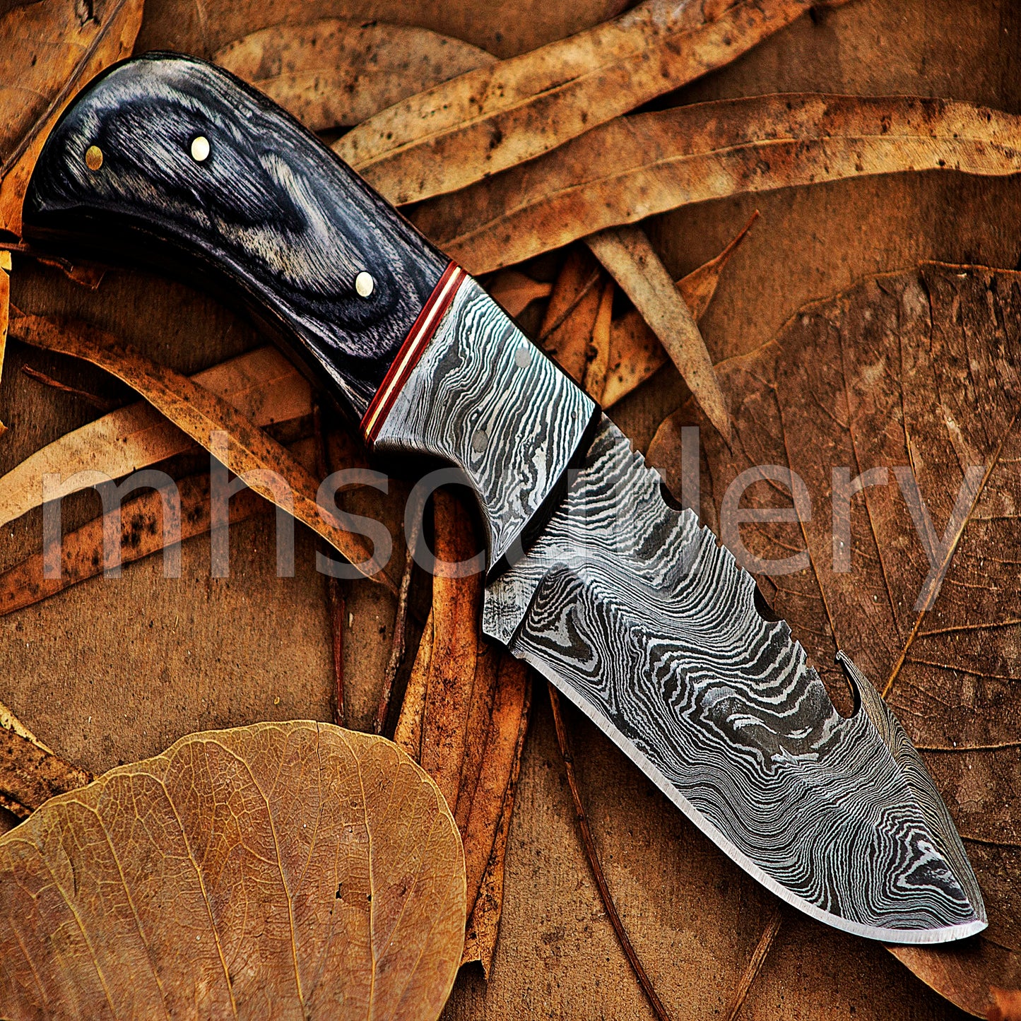 Damascus Steel Gut-Hook Skinner Knife | mhscutlery