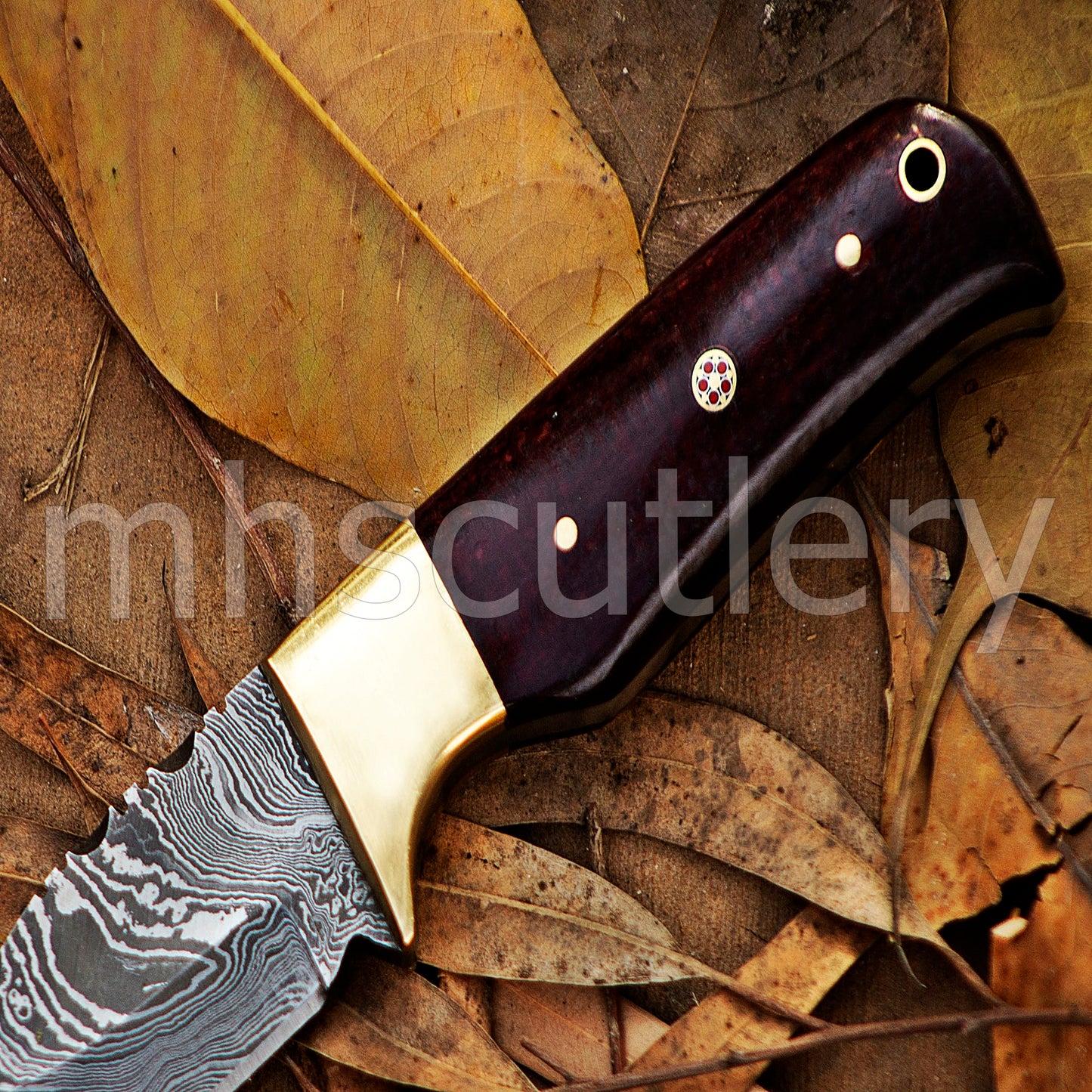 Damascus Steel Gut-Hook Skinning Knife With Micarta Handle | mhscutlery
