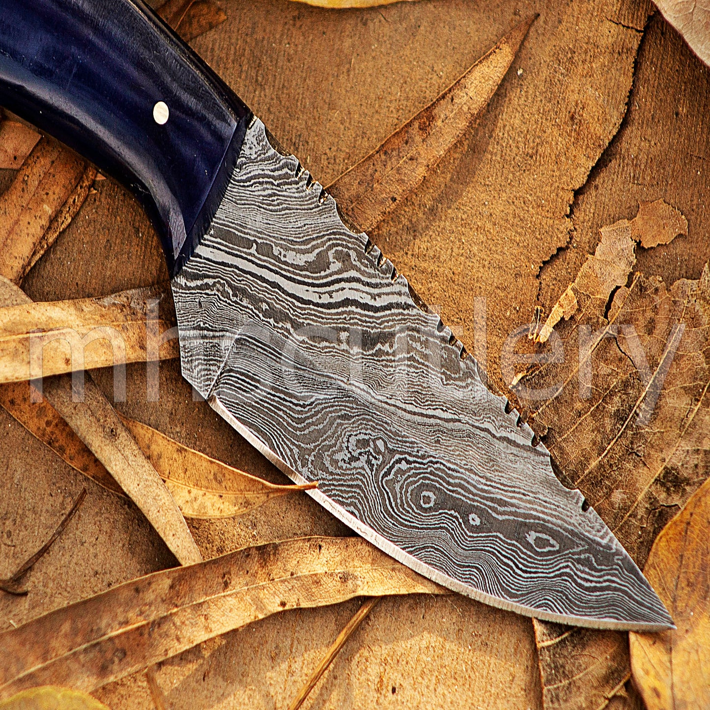 Damascus Steel Mini Fixed Blade Hunting Skinner Knife | mhscutlery