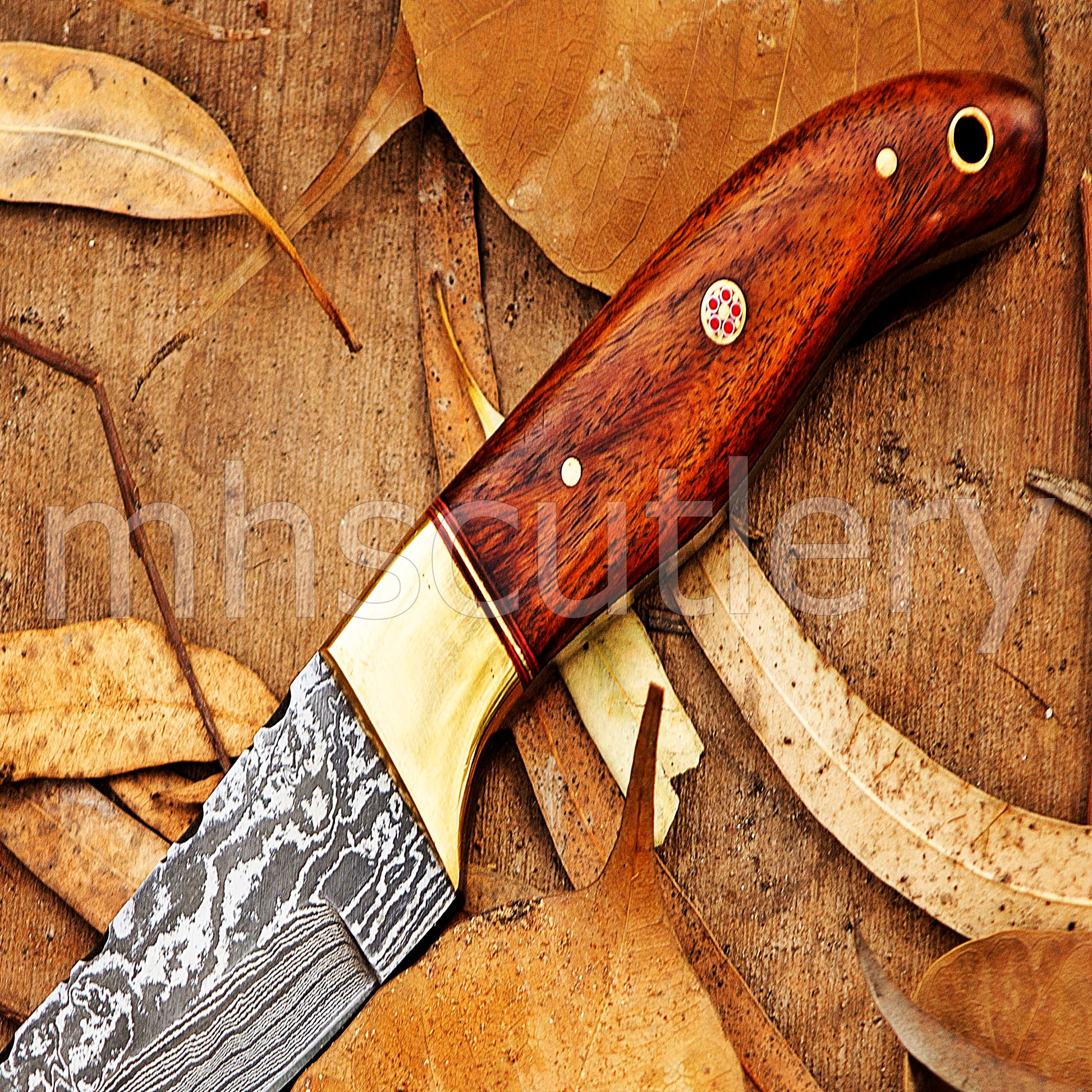 Hand Forged Damascus Steel Fixed Blade Skinner Hunting Knife | mhscutlery