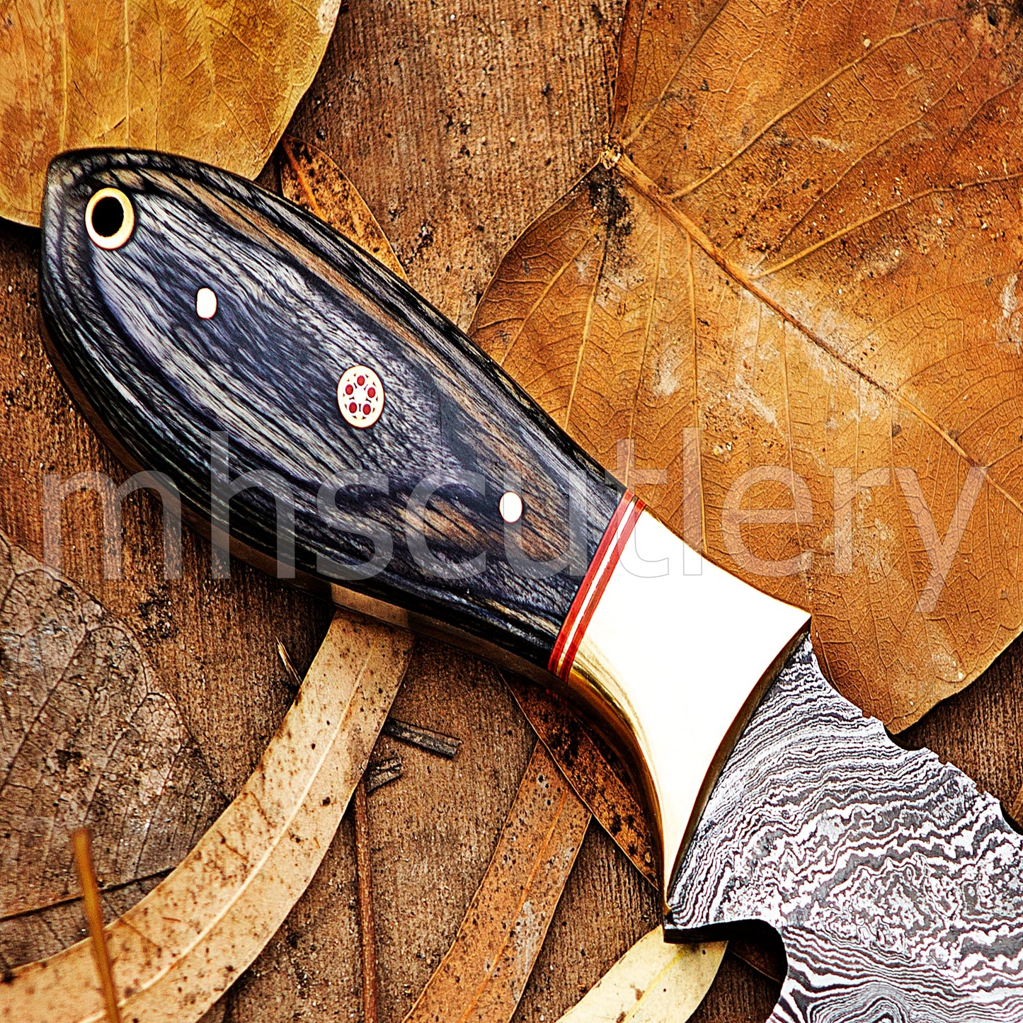 Handmade Fixed Blade Gut Hook Skinner Damascus Steel Knife | mhscutlery
