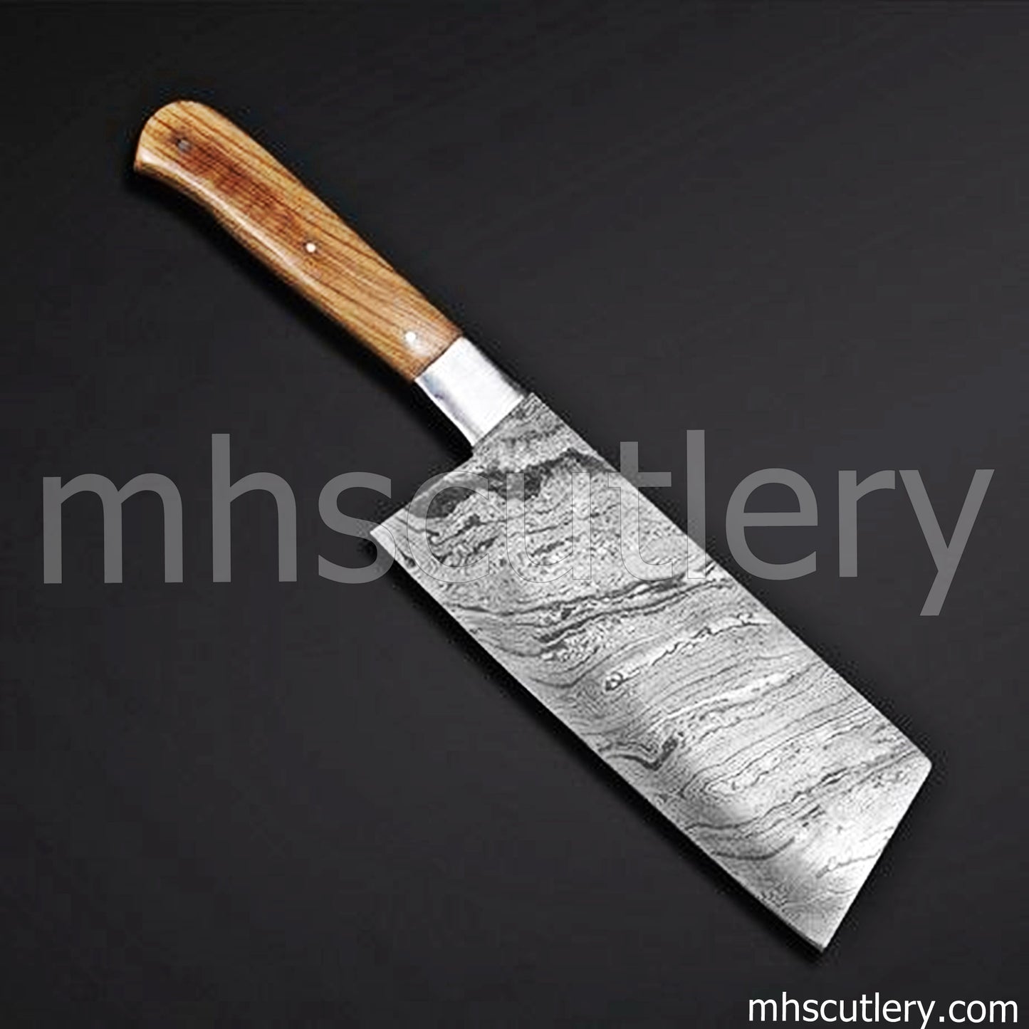 Damascus Steel Chef Cleaver / Koa Handle | mhscutlery