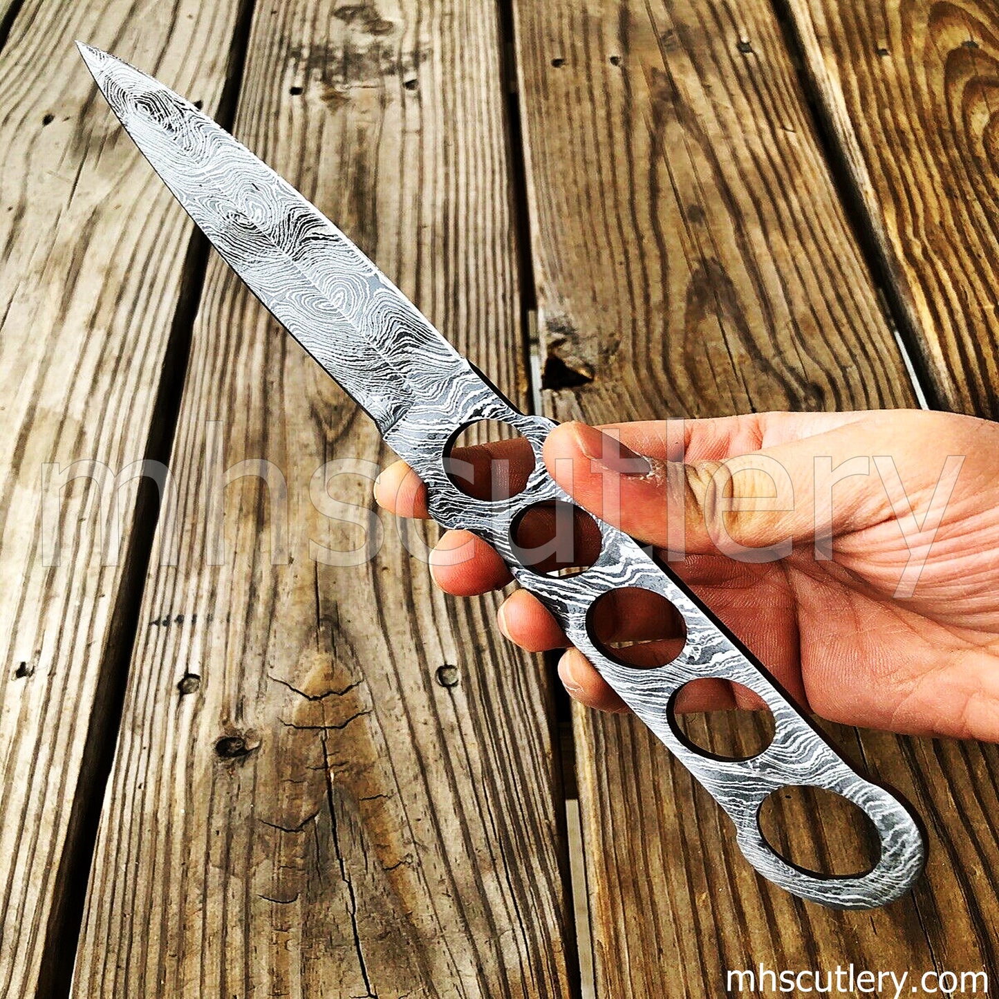 Handmade Damascus Steel Tactical Dagger Knife Blank Blade | mhscutlery