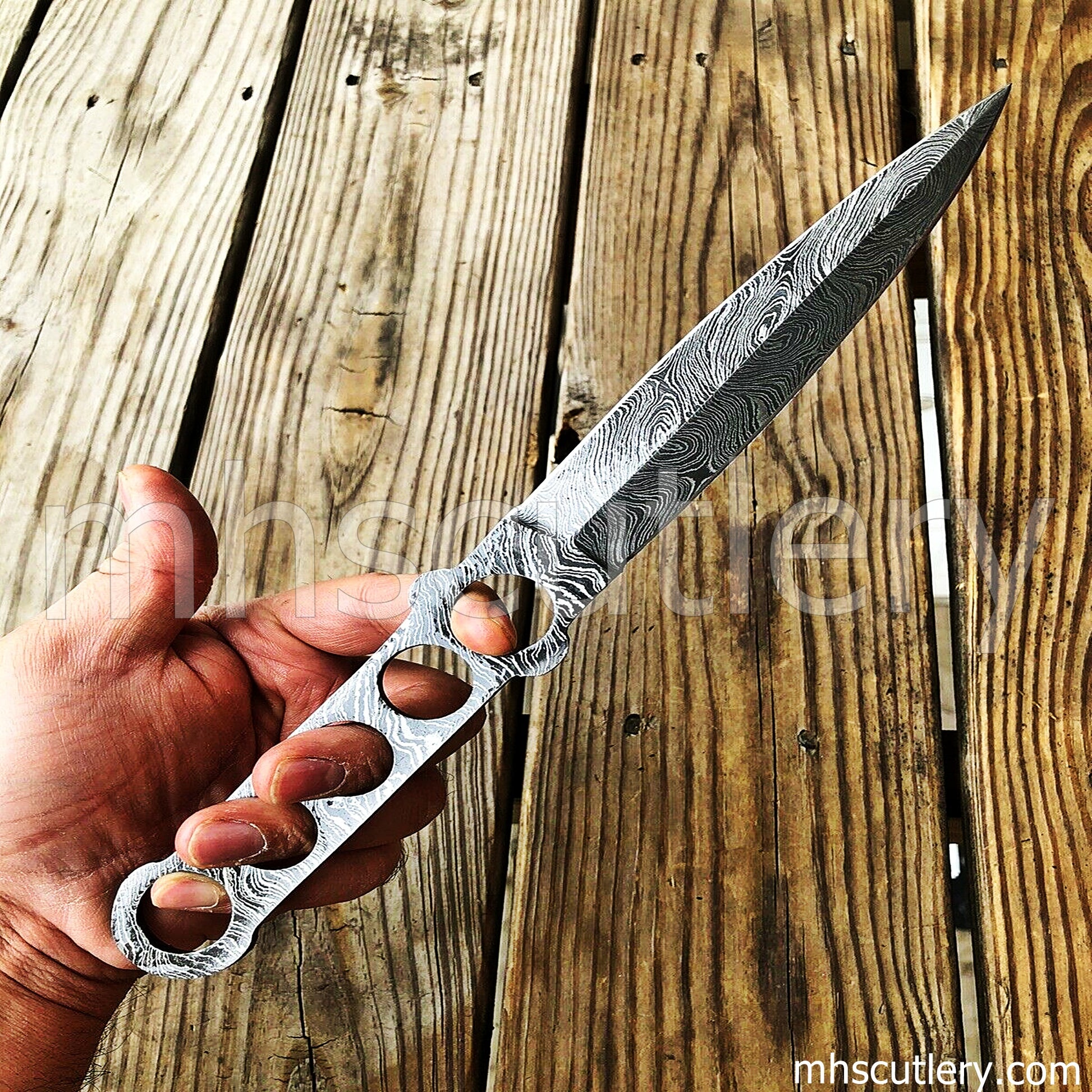 Handmade Damascus Steel Tactical Dagger Knife Blank Blade | mhscutlery