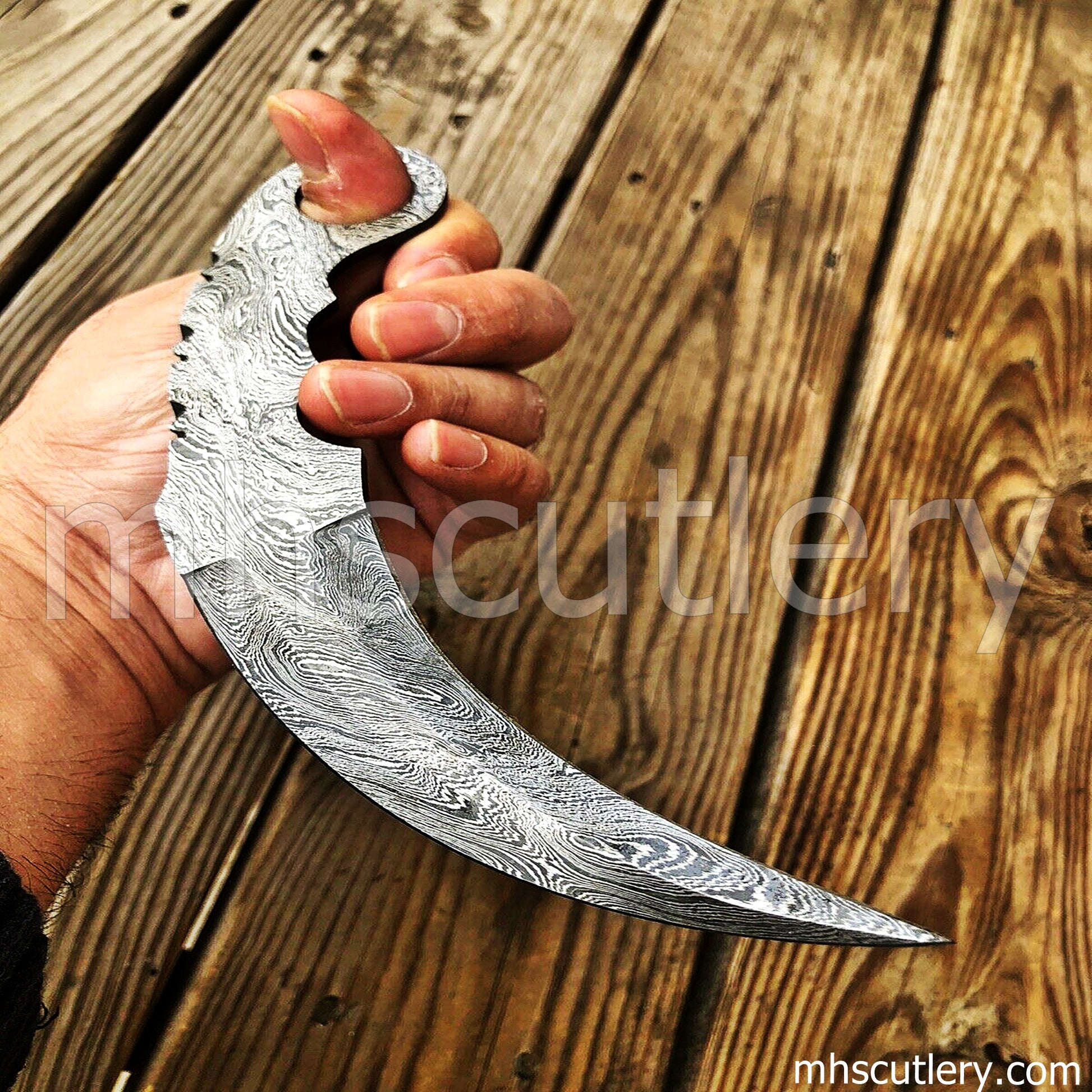 Custom Handmade Damascus Steel Karambit Blank Blade | mhscutlery