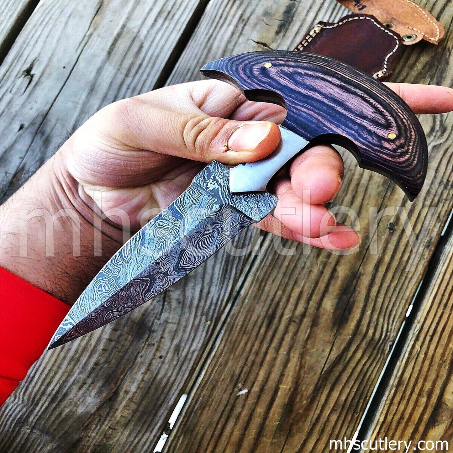 Custom Hand Forged Damascus Steel Push Dagger | mhscutlery