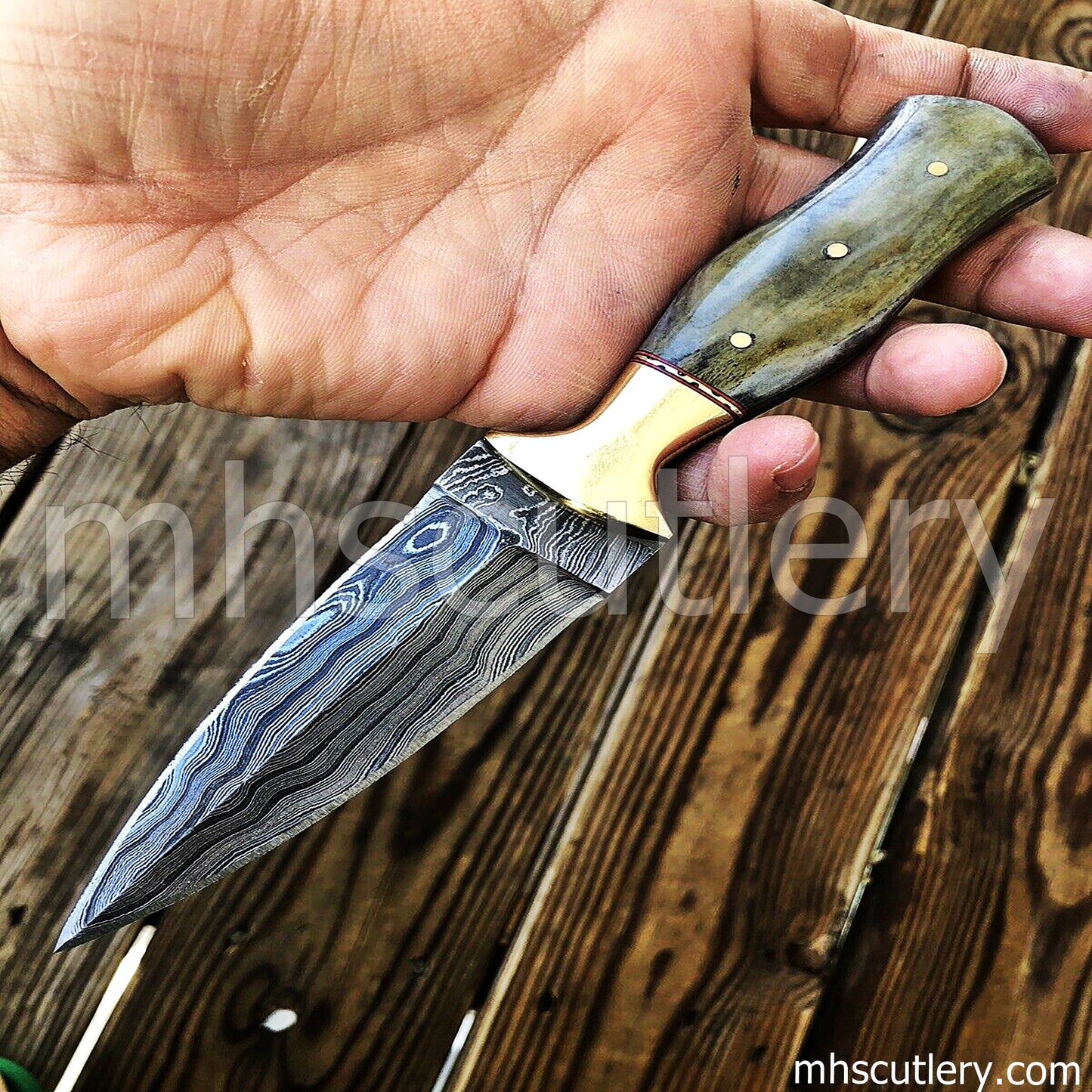 Custom Handmade Damascus Steel Boot Dagger | mhscutlery