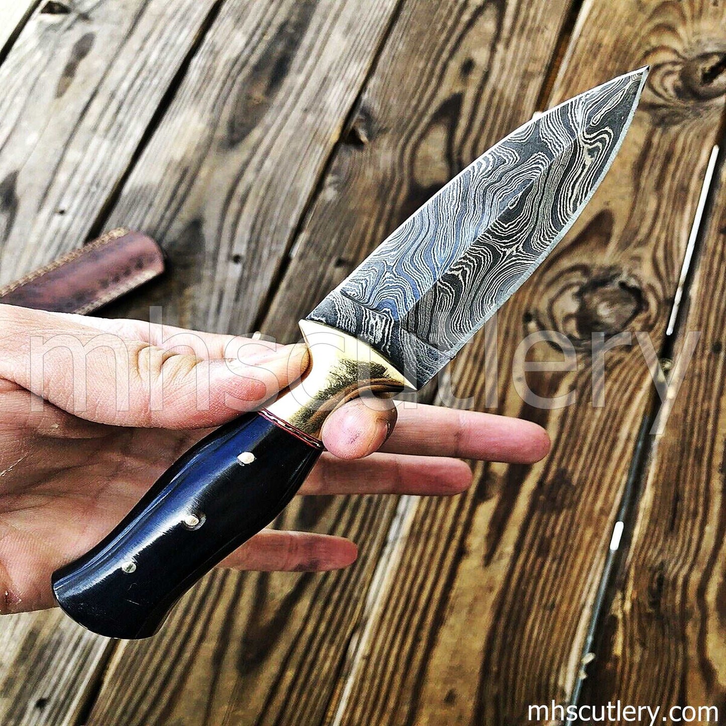 Custom Hand Forged Damascus Steel Boot Dagger | mhscutlery